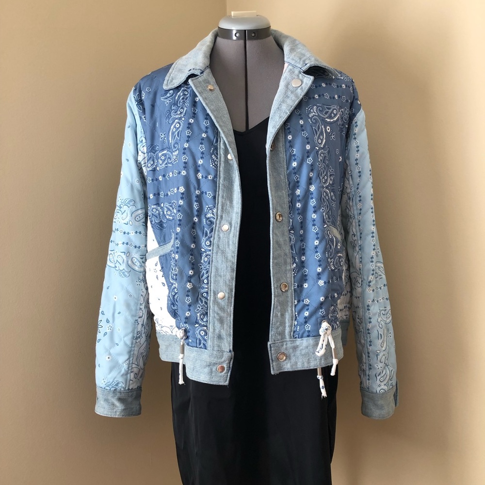 Blank NYC reversible denim bandana print jacket